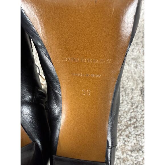 BURBERRY Size 39EU 9US Black Leather Brogue Manners 100 Platform Boots Buckle - Picture 8 of 8